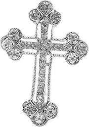 [CHILDWEET] Elegant Cross Brooch Pin Rhinestone Jewelry Decorative Breastpin for Women Men Girls Weddings, Christmas, Birthdays