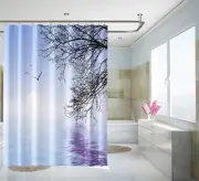3D Lake Tree 5 Shower Curtain Waterproof Fiber Bathroom Windows Toilet Lemon