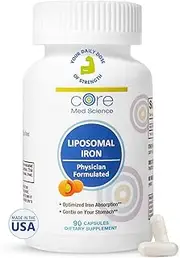 Liposomal Iron by Core Med Science - 65mg - 90 Capsules - Iron Supplement - Made in USA