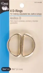 Dritz 117-114-35 Metal "D" Rings 1-1/4" 4/Pkg-Gilt