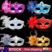 Masquerade Diamond Venetian Mask Venice Feather Wedding Carnival Party Costume .