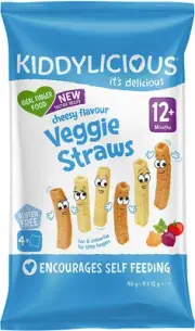Kiddylicious Cheesy Veggie Straws (4 X12G)