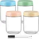 4 Pack Mason Containers for Oats, Snacks, Meal Prep - 16 Oz Glass Jars with Lids