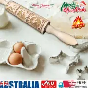 Christmas RACling Pin Embossing Baking Cookies Cake Textured Wooden Kitchen ET~