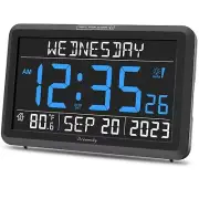 DreamSky Digital Clock with Date and Day of Week - Large Calendar Clock for S...