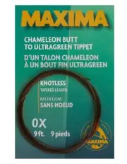 Maxima Fishing Line 9-Feet Knotless Tapered Leaders, Brown and Green, 0X