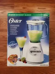 NEW Oster 14 Speed Osterizer Blender Glass Jar White 6694 450W Ice Crusher Blade
