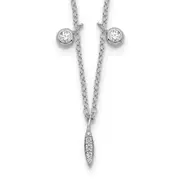 Sterling Silver Rhodium-Plated Cz W/2In Ext Necklace