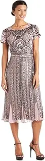 [R&M Richards] Sequin Lace Split Flutter Sleeve Formal Dress