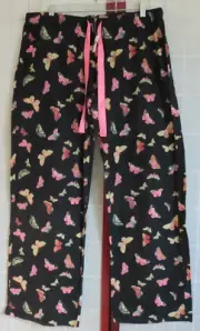NWT GAP Women's 100% Cotton Flannel Pajama Pants Pretty Neon Butterflies Pattern