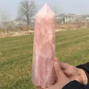 2kg Natural Rose Quartz Obelisk Quartz Cystal Point Wand Tower