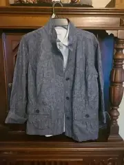 Liz Claiborne Linen Blazer Jacket Womens Size Xl Navy Blue Button Front NWT