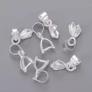 20PC Silver Plated Brass Ice Pick Pinch Bails DIY Jewelry Findings Craft 12mm