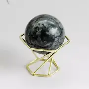 2" Black Marble Ball with Metal Stand Marble Sphere Decorative Ball Trinket