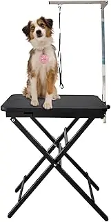 HJYryhyfddply 23.6" Dog Grooming Stand - Pet Grooming Table Arm Serves Small, Medium Dogs - Easy Height Adjustment(Foldable)