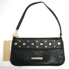 NEW MICHAEL KORS LUDLOW BLACK LEATHER+GOLD TONE WRISTLET STRAP MINI CLUTCH BAG