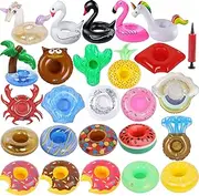 Inflatable Drink Holder, 25 Pack Pool Drink Floats Inflatable Cup Holders + 1 Hand Pump, Drink Floaties for Swimming Pool Party