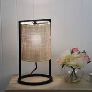Oriel Lighting MANDALAY Black Table Lamp with Rattan Shade