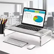 12inch Acrylic Monitor Stand Riser Clear Monitor Stand for Desk Organizer,PC Desk Stand for Keyboard Storage & Multi-Media Laptop Printer TV Screen