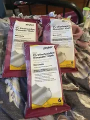 Stryker Sage 6 Cloths X 3 Packs 2% Chlorhexidine Gluconate Pre-op Prep Wipes NEW