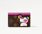 Louis Vuitton x Takashi Murakami Card Case M13439 Panda Monogram Leather Pink