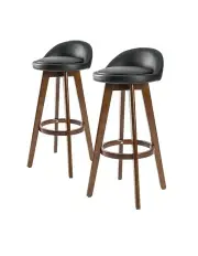 [La Bella] 2 Set Wooden Bar Stool Leila Dining Chairs 72cm in Black Brown