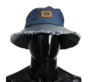 DOLCE & GABBANA Hat Blue Cotton Bucket Sun Patchwork Denim Accessory Size 58cm