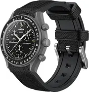 [REBANDACE] Strap for Omega x Swatch MoonSwatch Watch 20mm,No Gap Soft Silicone Omega X Swatch Moonswatch Speedmaster Replacement Strap,Curved Moonswatch Swatch strap for Men Women