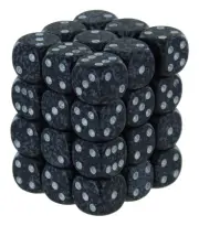 Chessex Opaque 12mm d6 Speckled Ninja Dice Block - Set of 36