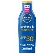 NIVEA SUN Protect & Moisture Sun Lotion SPF 30 200 ml Suncream with Vitamin C...