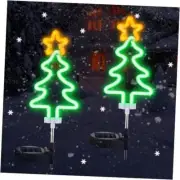 2 Pcs Solar Christmas Garden Stake Lights Waterproof Xmas Tree Christmas Tree