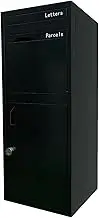 ZOOMTEC Metal Parcel Letterbox, Flat Pack Package Box, Easy Assembly, Outdoor Secure Code Key Lock Drop Box for Fence, Wall, Porch (Black)