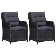 Garden Chairs 2 pcs with Cushions Poly Rattan Black vidaXL