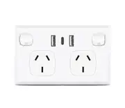 5 Pack - White Double GPO Power Point Socket w/ 2 x USB A & 1 x USB C