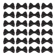 100 Pcs 1.5" Grosgrain Ribbon Mini Bows Printing for Crafts DIY, Black