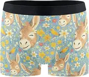 [FRODOTGV] Happy Donkey Face Flowers Men's Boxer Briefs Shorts Workout Underwear for Men Compression Interiores Para Hombres