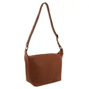 Milleni Women's Stylish Leather Shoulder Crossbody Bag 33x26cm Cognac