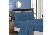 Super Soft Queen Size Bed Soft Flat & Fitted Sheet Set Greyish Blue