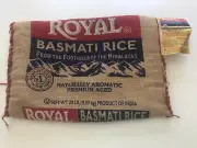 Empty NO RICE Royal Basmati Rice Burlap Bag Tote Handle Zip Craft 20 lb Size Bag