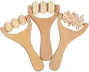 3Pcs Wooden Massage Roller Portable Foot Neck and Back Massager Tools for Daily Use Smooth Acupoint Relief for Therapists and Home Relaxation