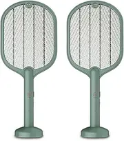 Leona Co 2PCS 2 in 1 Electric Fly Swatter Racket, USB Rechargeable Electric Bug Zapper with Base, Cordless Mosquito Zapper Lamp Insect Killer Trap for Indoor Outdoor Home Office Camping Patio