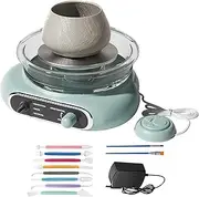 Mini Electric Pottery Wheel with Pedal, Ceramic Machine and Pottery Kit, Removable Basin, DIY Studio, Pottery Wheel for Adults and Kids,Green