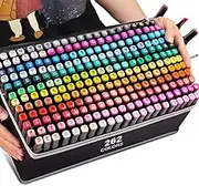 DOLAMOTY 262 Colors Alcohol Markers - Double Tip Drawing Marker, Alcohol Based Markers Set for Kids, Artist, Adult, Highlighter Pen Sketch for Painting, Coloring, Sketching and Drawing