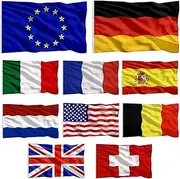 Country Flags 10Pcs/Set 3x5ft Vivid Fade Resistant World Flags with European Union, Italy, German, Spain, Netherland, France, Switzerland, Britain, America, Belgium, World Flags, Country Flags