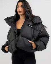 [Ellesse] Ellesse Women's Casagrande Hooded Puffer Jacket in Black Size 8 8 Black