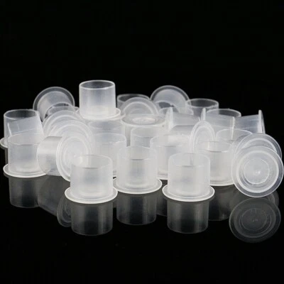 1000pcs Tattoo Ink Caps Flat Bottom Tattoo Ink Cups S/M/L With Base
