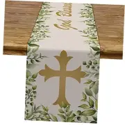Baptism Table Runner God Blessed First Communion Christian 13" x 108" Green