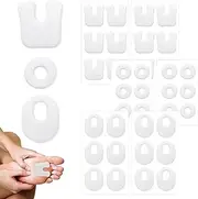 36 Pcs Callus Pads, 3 Shaped Soft Felt Callus Cushion Circle Oval U Shape Corn Pads for Bottom of Foot Pain Relief Adhesive Foot Corn Pads for Men and Women, White