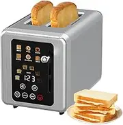 2-Slice Touchscreen Smart Toaster, Stainless Steel Toaster with Sound Function and Digital Timer, 6 Bread Types and 6 Shade Settings