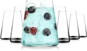 BENETI German Made Drinking Glasses Set of 6 | Premium 17oz Highball Wine Glasses, Modern Crystal Glasses, Great Holiday Idea